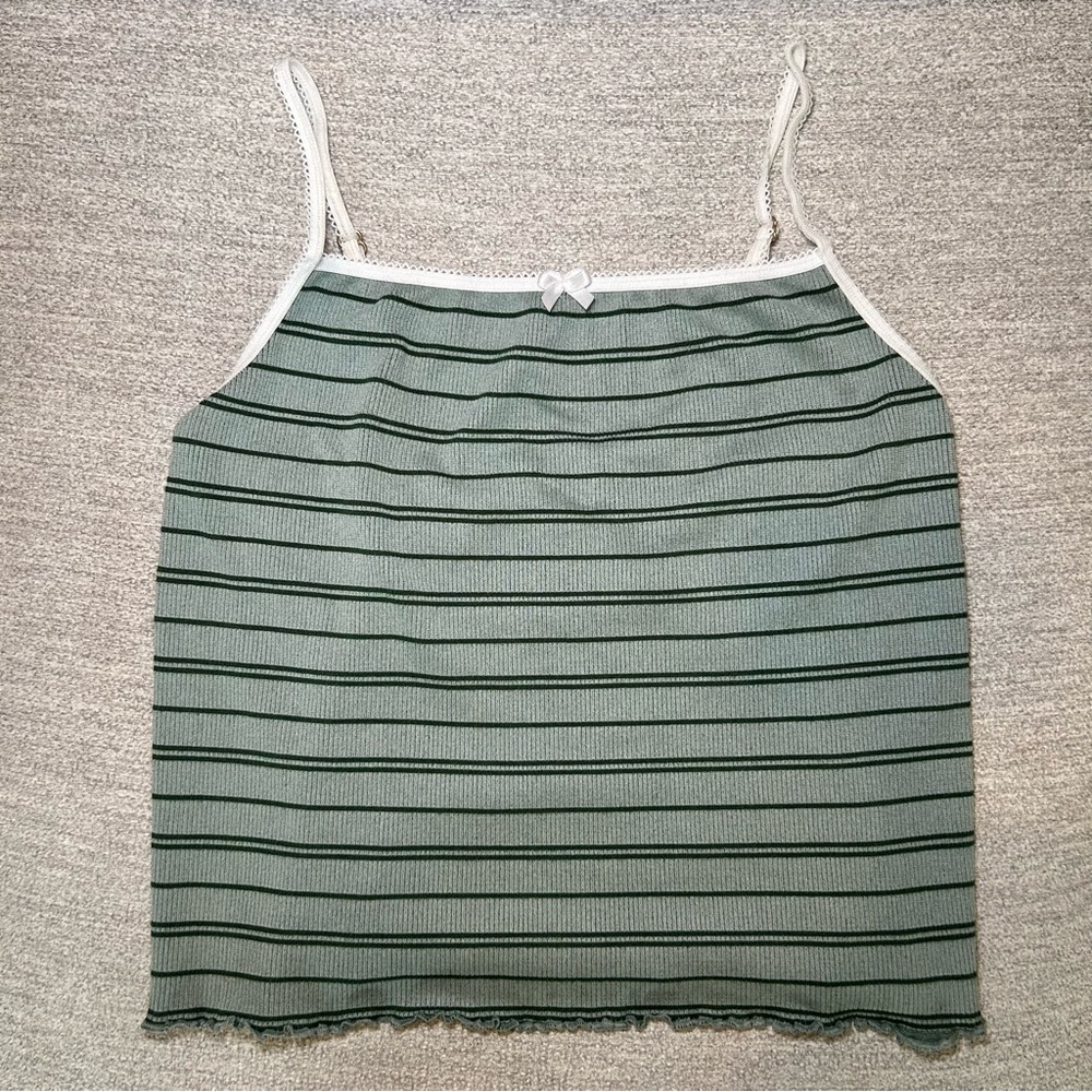 By Anthropologie Seamless Cami and Shorts Matching Set Green Stripe Size S/M - Picture 11 of 13
